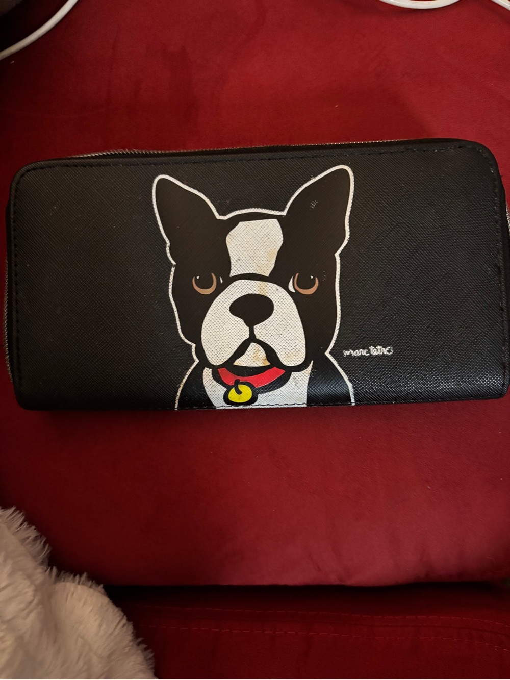 Marc Tetro Black Boston Terrier Zip Wallet - Black